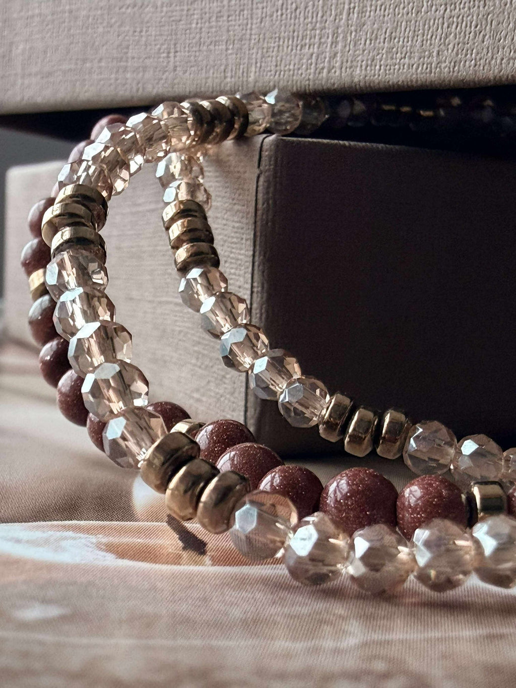 Armband Leah Natur/Cognac – Set med 3 st