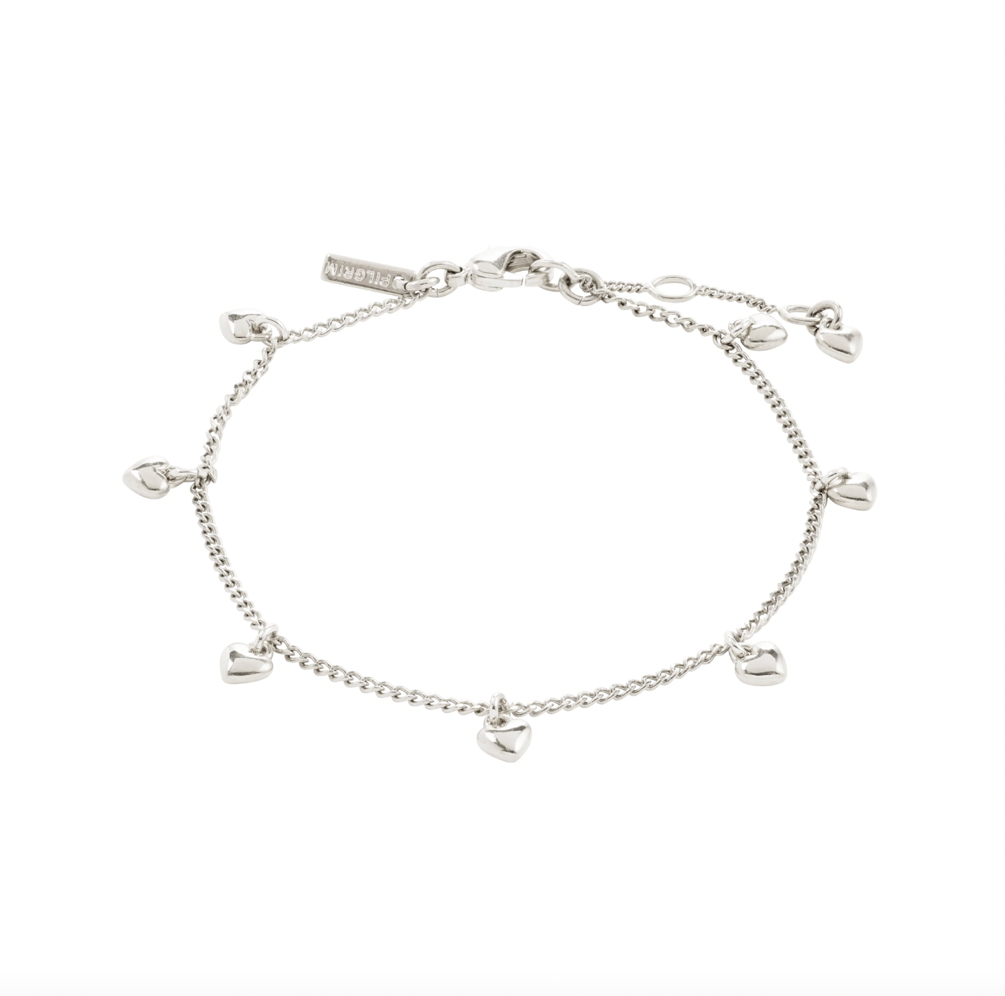 Armband med hjärtan - Silverpläterat